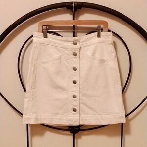 Madewell Stretch Denim Button-front A-line Mini Skirt White Size 2